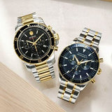 Movado Series 800 Chronograph Black Dial Two Tone Steel Strap Watch For Men - 2600146
