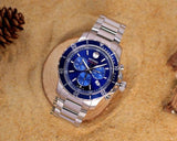 Movado Series 800 Chronograph Blue Dial Silver Steel Strap Watch For Men - 2600141