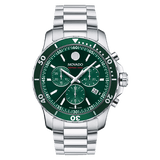 Movado Series 800 Chronograph Green Dial Silver Steel Strap Watch for Men - 2600179