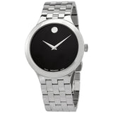 Movado Classic Quartz Black Dial Silver Steel Strap Watch for Men - 0606337