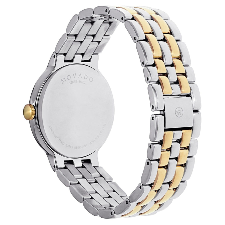Movado Veturi Quartz Black Dial Two Tone Steel Strap Watch for Men - 0606932