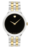 Movado Veturi Quartz Black Dial Two Tone Steel Strap Watch for Men - 0606932