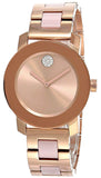 Movado Bold Rose Gold Dial Two Tone Steel Strap Watch for Women - 3600639