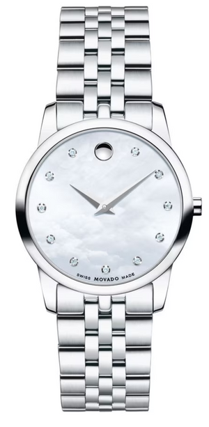 Movado Museum Classic Mother of Pearl Dial Silver Steel Strap Watch For Women - 0606612