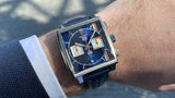 Tag Heuer Monaco Gulf Automatic Chronograph Blue Dial Blue Leather Strap Watch for Men - CBL2115.FC6494