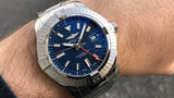 Breitling Avenger Automatic GMT 45 Blue Dial Silver Steel Strap Watch for Men - A32395101C1A1