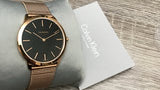 Calvin Klein Minimal Black Dial Rose Gold Mesh Bracelet Watch for Men - K3M2162Y