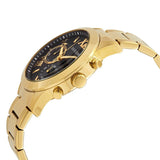 Guess Atlas Chronograph Black Dial Gold Steel Strap Watch for Men - W0668G8