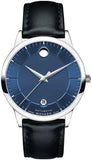 Movado 1881 Automatic Blue Dial Black Leather Strap Watch For Men - 606874