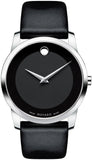 Movado Museum Black Dial Black Leather Strap Watch For Men - 606502