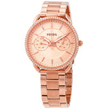 Fossil Tailor Rose Gold Dial Rose Gold Steel Strap Watch for Women - ES4264