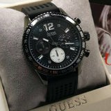 Guess Fleet Chronograph Black Dial Black Rubber Strap Watch for Men - W0971G1