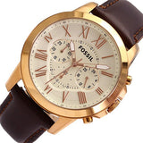 Fossil Grant Chronograph White Dial Brown Leather Strap Watch for Men - FS4991