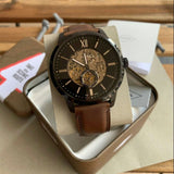 Fossil Townsman Automatic Black Dial Brown Leather Strap Watch for Men - ME3155