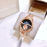 Michael Kors Lauryn Blue Dial Rose Gold Steel Strap Watch for Women - MK3723