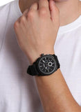 Fossil Machine Chronograph Black Dial Black Silicone Strap Watch for Men - FS4487