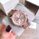 Michael Kors Ritz Chronograph Rose Gold Dial Rose Gold Steel Strap Watch for Women - MK6357