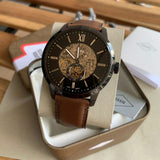 Fossil Townsman Automatic Black Dial Brown Leather Strap Watch for Men - ME3155