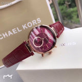 Michael Kors Sawyer Maroon Dial Maroon Leather Strap Watch for Women - MK2426