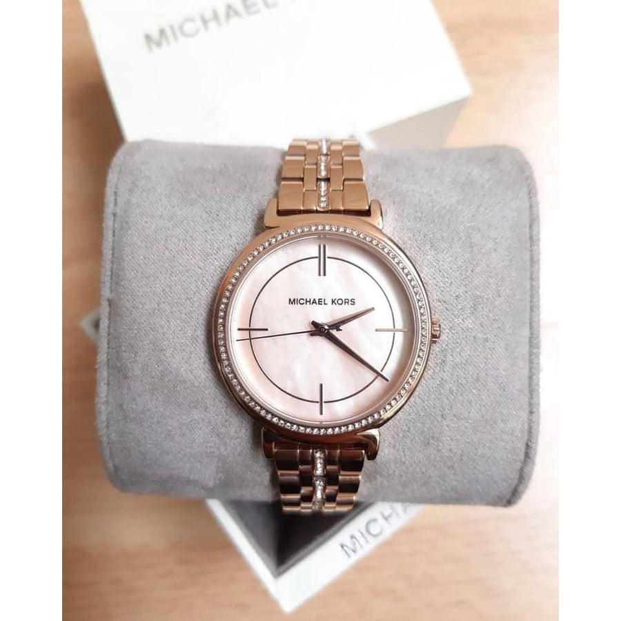 Michael Kors Cinthia Mother of Pearl Rose Gold Dial Rose Gold Steel Strap Watch for Women - MK3643