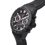 Tag Heuer Carrera Chronograph Steel & Ceramic Black Dial Black Rubber Strap Watch for Men - CBG2090.FT6145