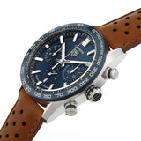 Tag Heuer Carrera Automatic Chronograph Blue Dial Brown Leather Strap Watch for Men - CBN2A1A.FC6537