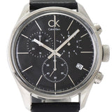 Calvin Klein Masculine Chronograph Black Dial Black Leather Strap Watch for Men - K2H27102