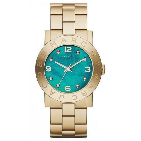 Marc Jacobs Amy Green Dial Gold Steel Strap Watch for Women - MBM8624