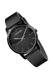 Calvin Klein City Quartz Black Dial Black Leather Strap Watch for Men - K2G2G4C1