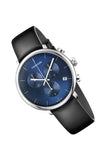 Calvin Klein Chronograph Blue Dial Black Leather Strap Watch for Men - K8Q371CN