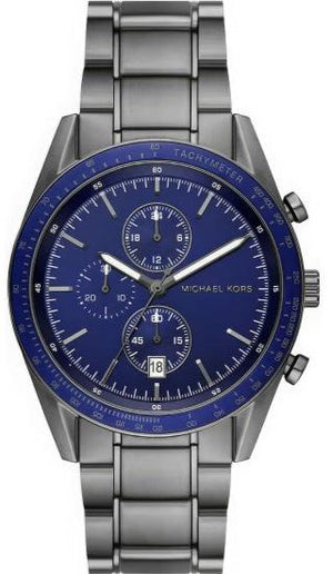 Michael Kors Accelerator Chronograph Blue Dial Grey Steel Strap Watch For Men - MK9111