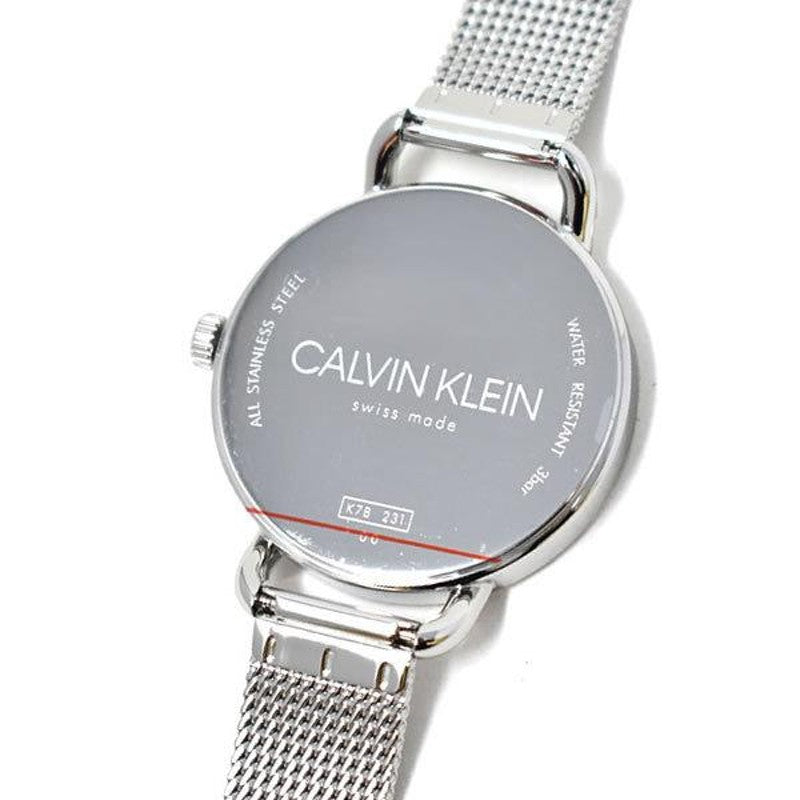 Calvin Klein Even Black Dial Silver Mesh Bracelet Watch for Women - K7B23121