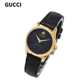 Gucci G Timeless Quartz Black Dial Black Leather Strap Watch For Women - YA126581A