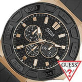 Guess Force Analog Black Dial Black Leather Strap Watch For Men - W0674G6