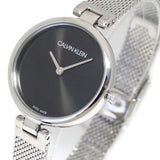 Calvin Klein Authentic Black Dial Silver Mesh Bracelet Watch for Women - K8G23121