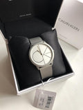 Calvin Klein Minimal White Dial Silver Mesh Bracelet Watch for Men - K3M5115X