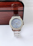 Guess Crown Jewel Diamonds Blue Dial Silver Steel Strap Watch for Women - GW0410L1