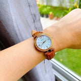 Guess Park Avenue Blue Dial Brown Leather Strap Watch for Women - W0838L2