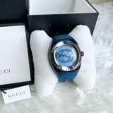 Gucci Sync XXL Quartz Blue Dial Blue Rubber Strap Watch For Men - YA137104