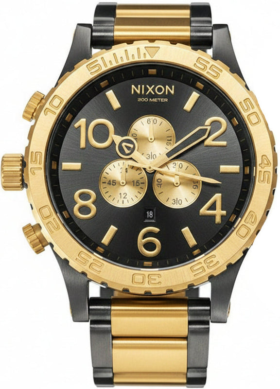 Nixon 51-30 Chrono Black Dial Two Tone Steel Strap Watch for Men - A083-595