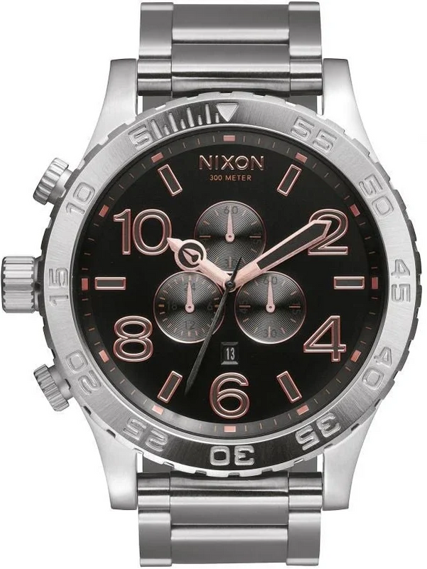 Nixon 51-30 Chrono Grey Dial Silver Steel Strap Watch for Men - A083-2064