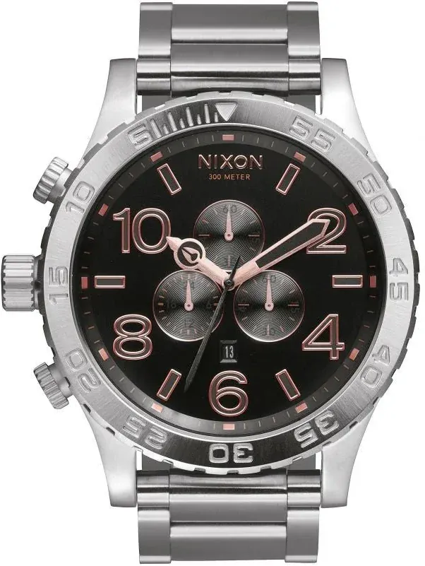 Nixon 51-30 Chrono Grey Dial Silver Steel Strap Watch for Men - A083-2064
