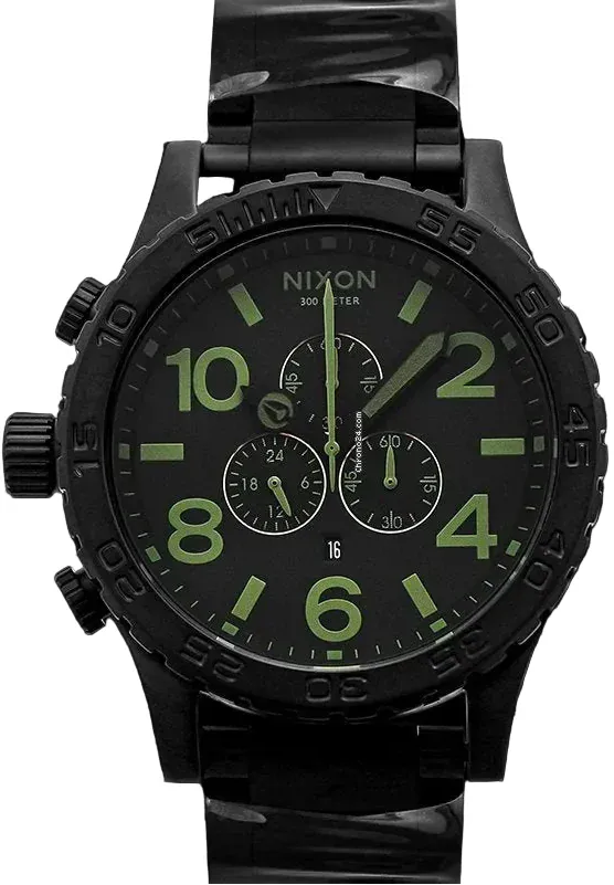 Nixon 51-30 Chrono Black Dial Black Steel Strap Watch for Men - A083-1042