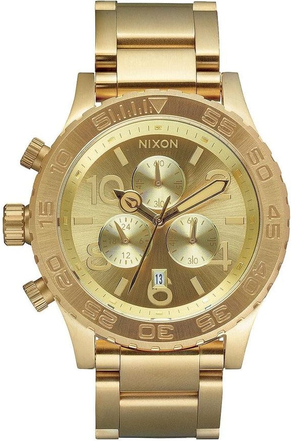 Nixon 42-20 Chrono Gold Dial Gold Steel Strap Watch for Men - A037-502