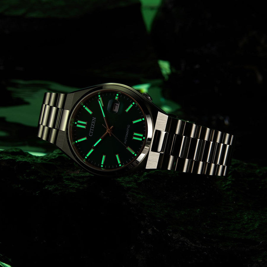 Citizen Tsuyosa Automatic Green Dial Silver Steel Strap Watch For Men - NJ0150-81X