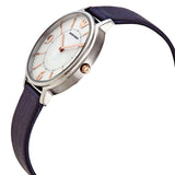 Emporio Armani Kappa White Mother of Pearl Dial Black Leather Strap Watch For Women - AR2509