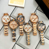 Michael Kors Ritz Chronograph Rose Gold Dial Rose Gold Steel Strap Watch For Women - MK7302