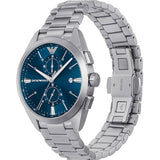 Emporio Armani Claudio Chronograph Blue Dial Silver Steel Strap Watch For Men - AR11541