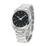 Gucci GG2570 Diamonds Black Dial Silver Steel Strap Watch For Women - YA142404