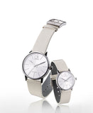 Calvin Klein Post Minimal Silver Dial White Leather Strap Watch for Men - K7621126